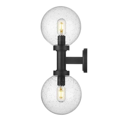 Laurent 2-Light Black Hardwired Cylinder Outdoor Wall Scone 599M2-BK