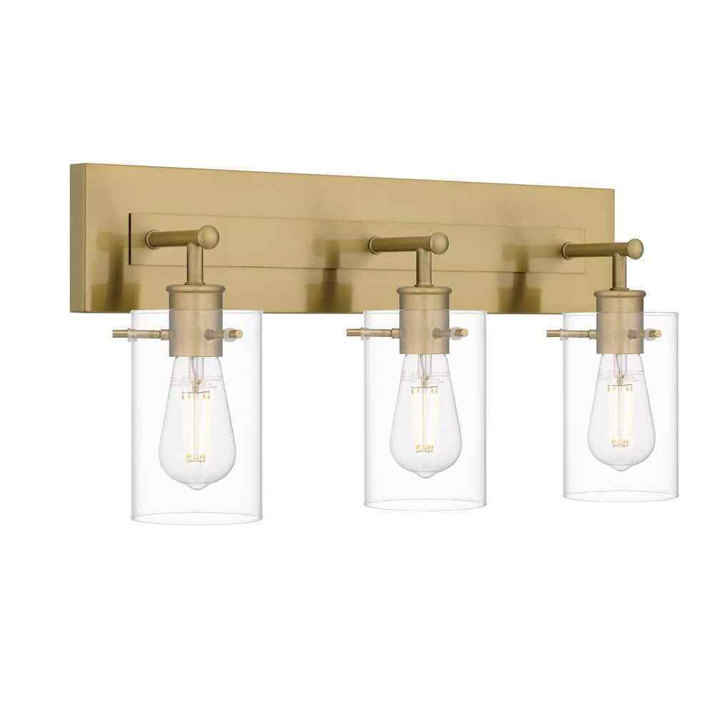 Hampton Bay Regan 21 in. 3-Light Brushed Gold Vanity Light w/ Clear Glass Shades