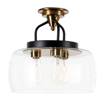 STANFORD LIGHTING Varese 3-Light Bronze Semi-Flush Mount with Clear Glass Shade