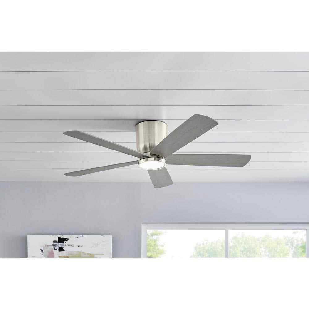 Home Decorators Britton 52 in. Integrated LED Indoor Brushed Nickel Ceiling Fan