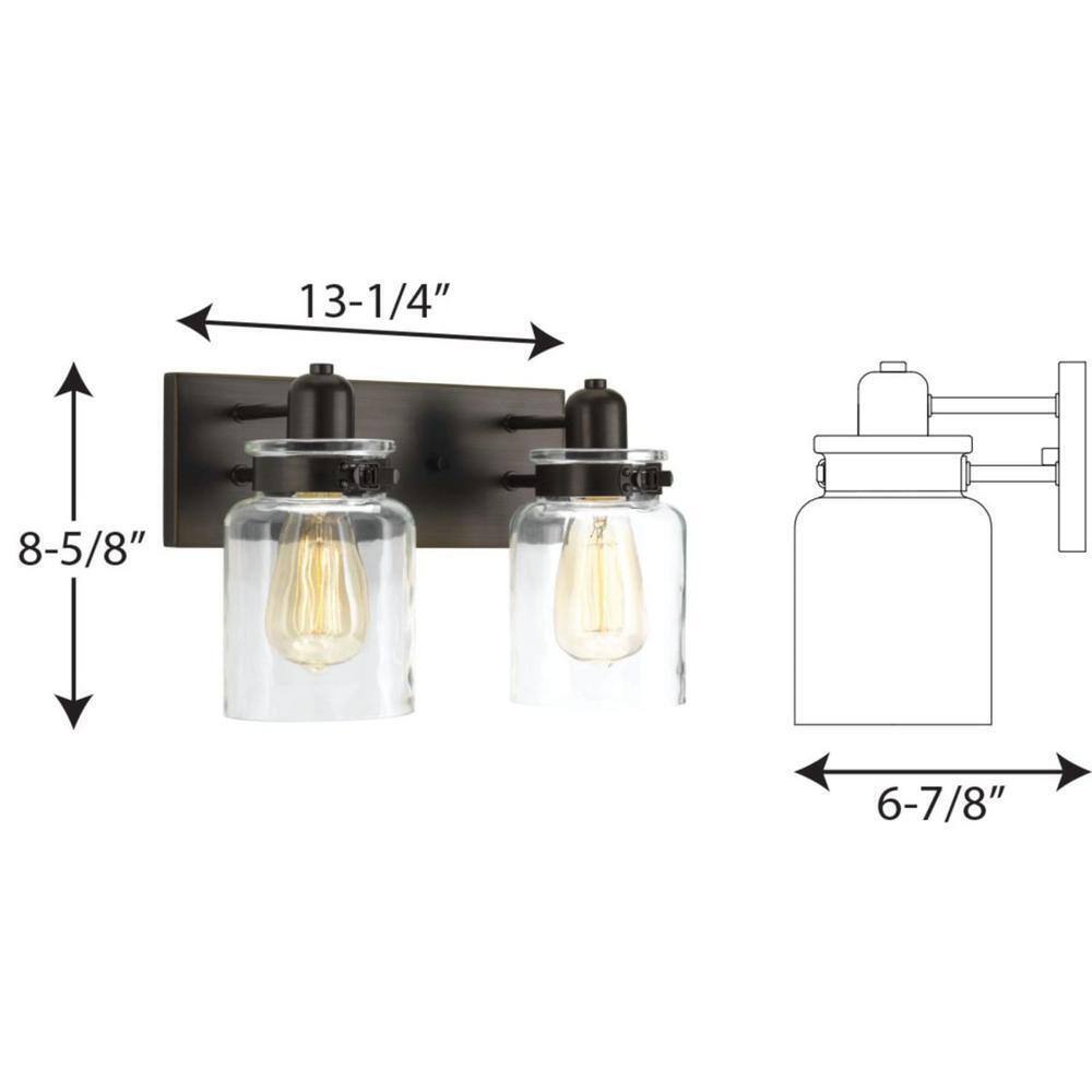 Progress Lighting Calhoun 2-Light Antique Bronze Clear Glass Bath Vanity Light