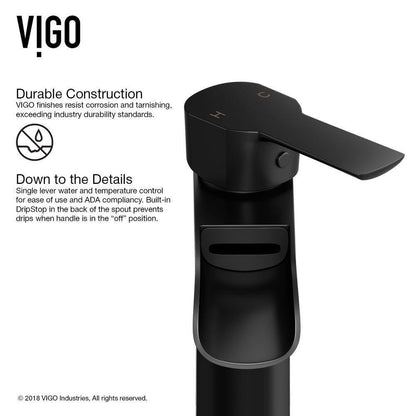 VIGO Niko Single Handle Single-Hole Bathroom Vessel Faucet in Matte Black