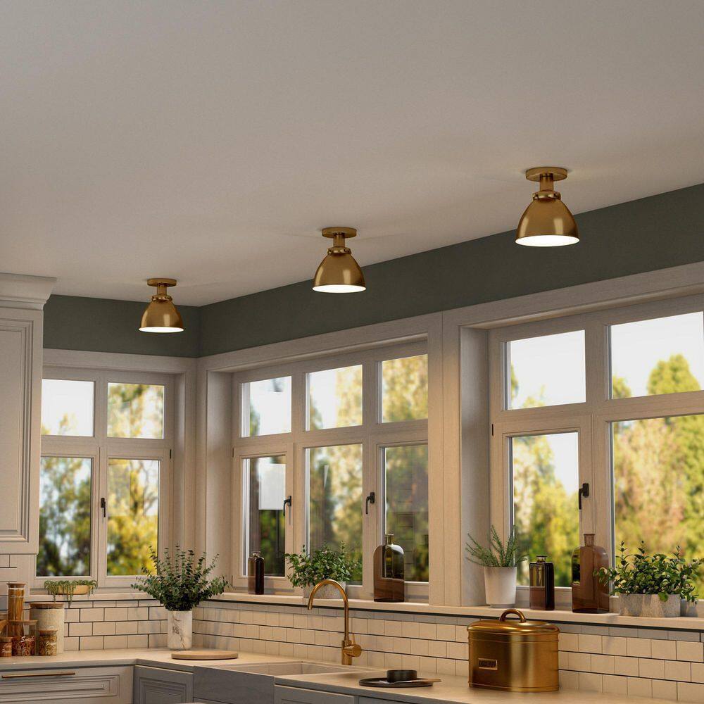 Meyer&Cross Madison 8 in. Brushed Brass Semi Flush Mount with Metal Shade