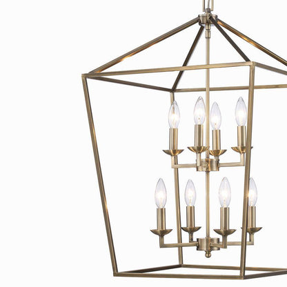 Home Decorators Weyburn 8-Light Brushed Brass Farmhouse Chandelier Light Fixture