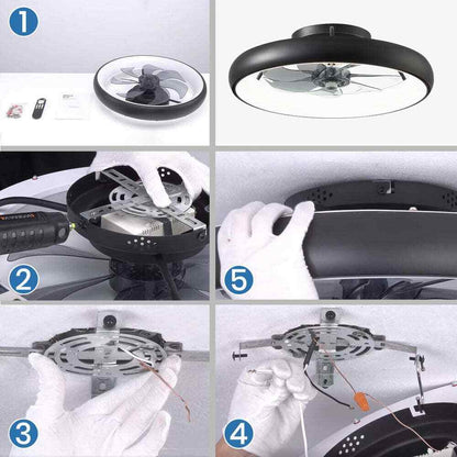 ANTOINE 20 in. Integrated LED Indoor Black Flush Mount Dimmable Ceiling Fan