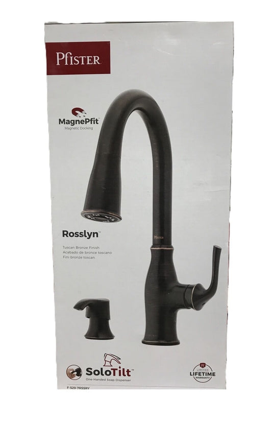 Pfister Rosslyn Single Handle Pull Down Sprayer Kitchen Faucet in Tuscan Bronze