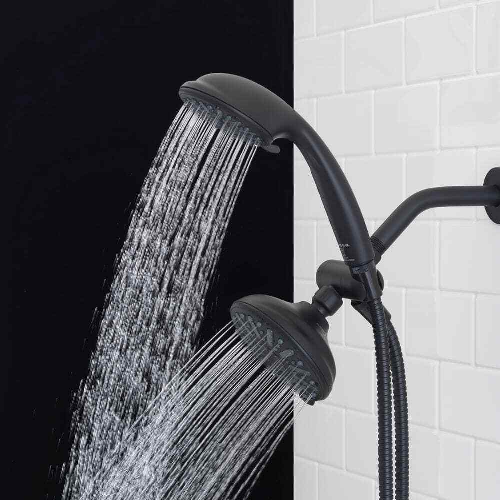 Glacier Bay 6-Spray 5 in. Dual Wall Mount Handheld Shower Head  Matte Black