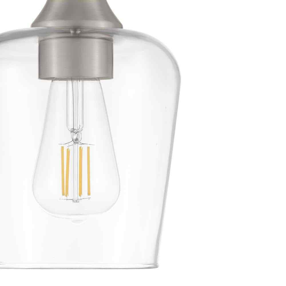 Hampton Bay Pavlen 1-Light Brushed Nickel Contemporary Hanging Mini Pendant