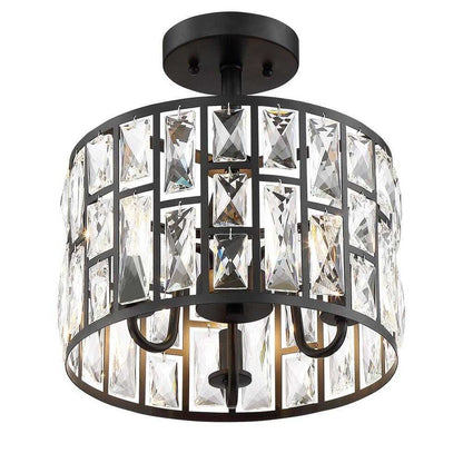 Home Decorators Kristella 12.5 in. 3-Light Matte Black Semi Flush Mount Light