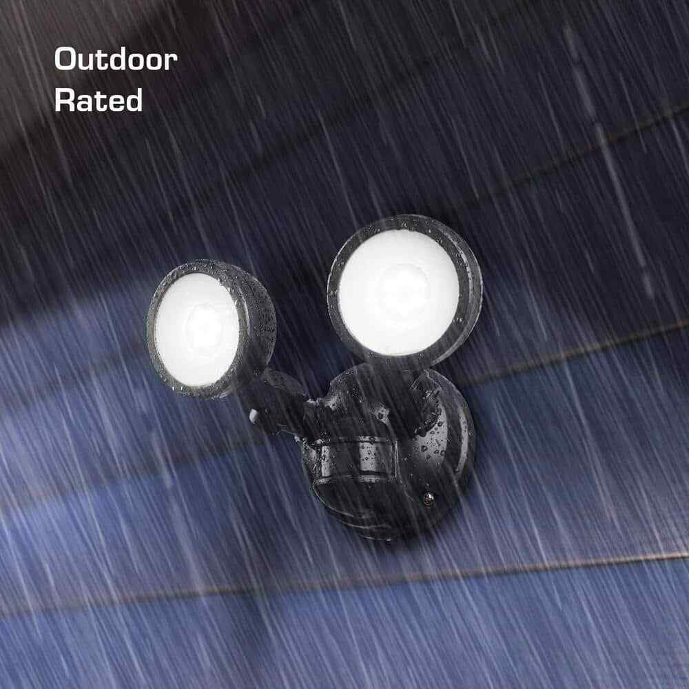 Defiant 180-Degree Black Motion Activated Wired 2-Head LED Security Flood Light