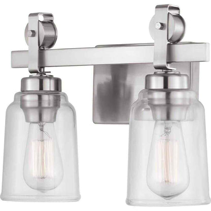 Home Decorators Knollwood 2-Light Brushed Nickel Vanity Light w/ Glass Shades