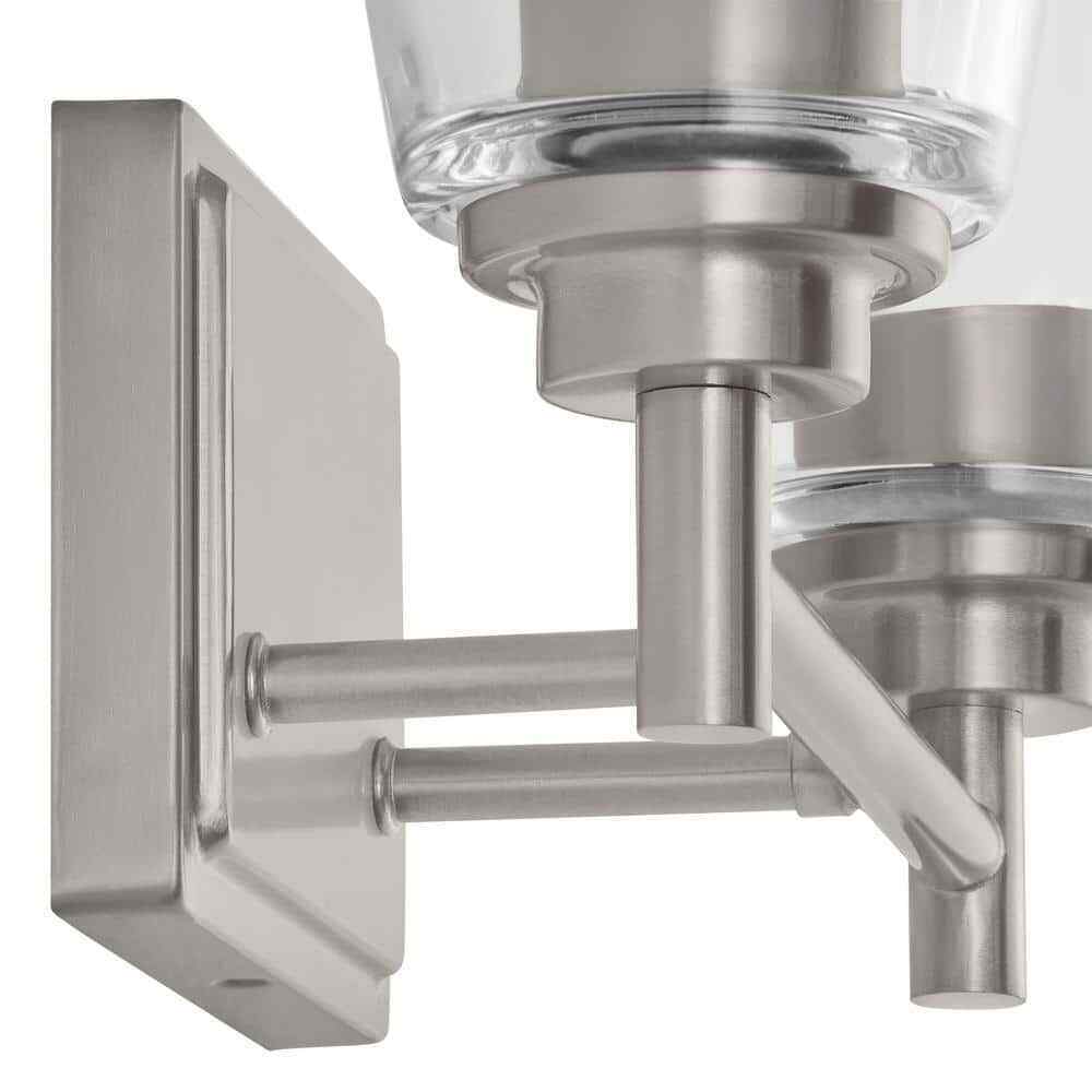 Hampton Bay 15 in. Wakefield Brushed Nickel Bathroom Vanity Light w/ Clear Glass
