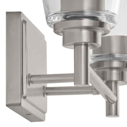 Hampton Bay 15 in. Wakefield Brushed Nickel Bathroom Vanity Light w/ Clear Glass