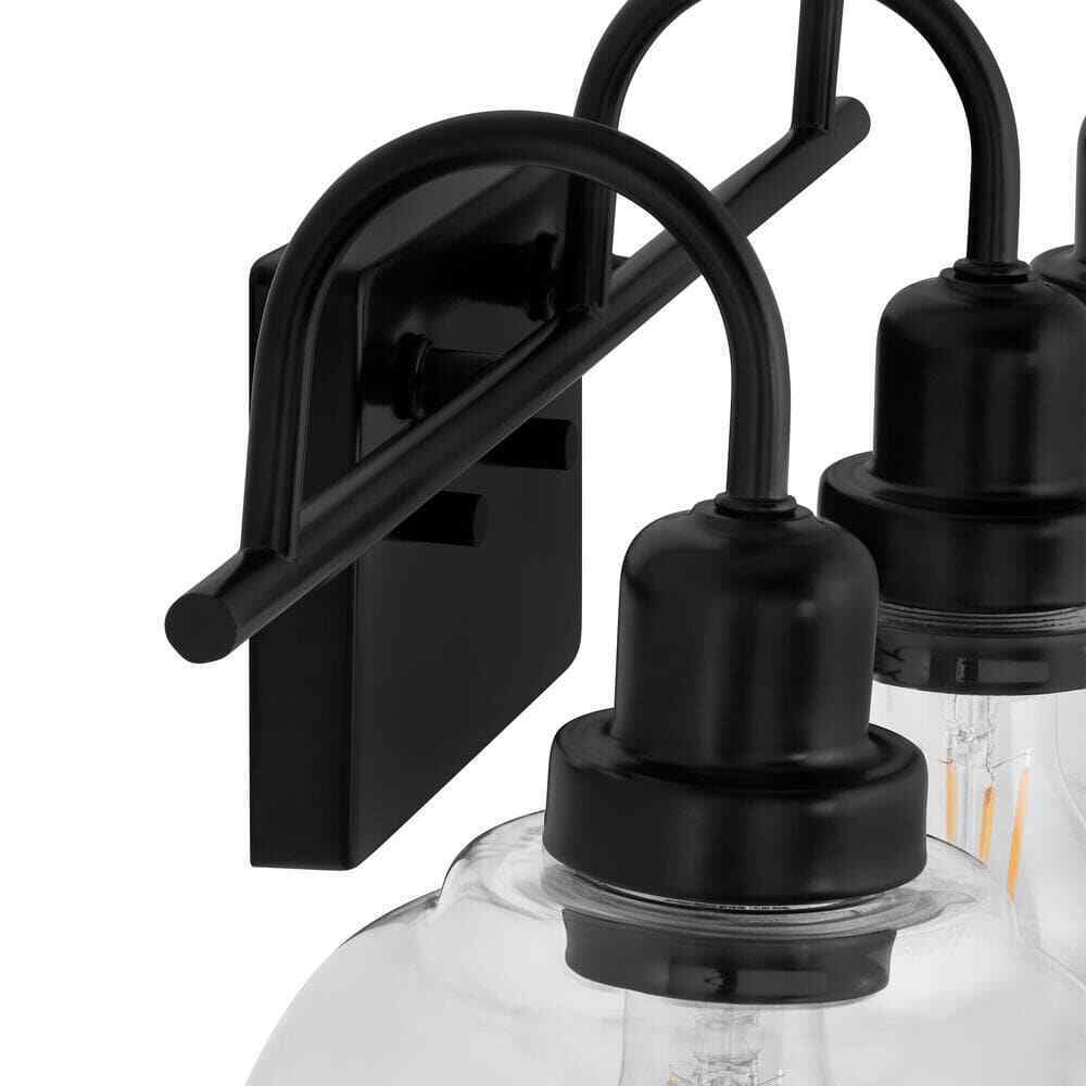 Home Decorators Halyn 23 in. 3-Light Matte Black Bathroom Vanity Light
