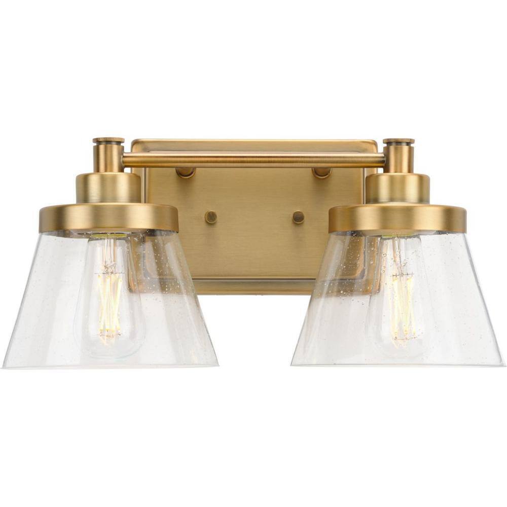 Progress Lighting Hinton 15.5 in. 2-Light Seeded Glass Farmhouse Vanity Light
