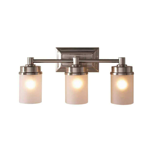 Hampton Bay Cade 3-Light 20.25 in. Brushed Nickel Vanity Light w/ Frosted Glass