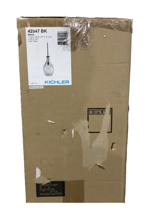 KICHLER Everly 18 in. 1-Light Black Transitional Shaded Kitchen Pendant Hanging