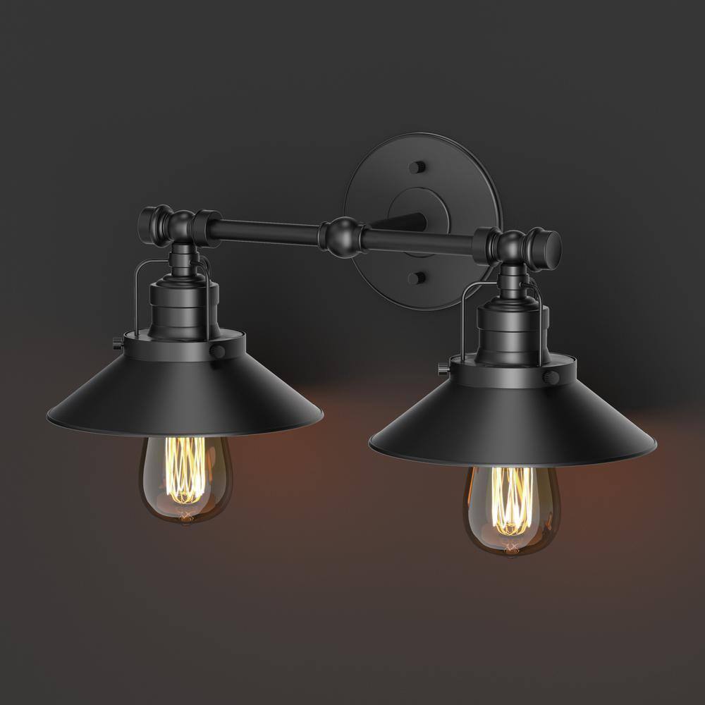 Gatco Modern Farmhouse Retro 2-Light Matte Black Metal Sconce