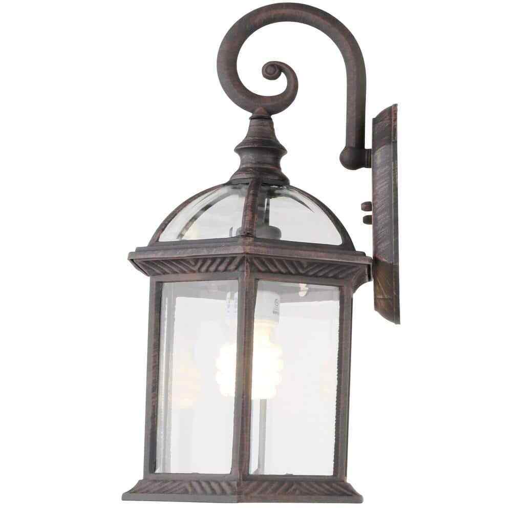 Hampton Bay Wickford Weathered Bronze Wall Light Fixture w/ Clear Glass (2-Pack)