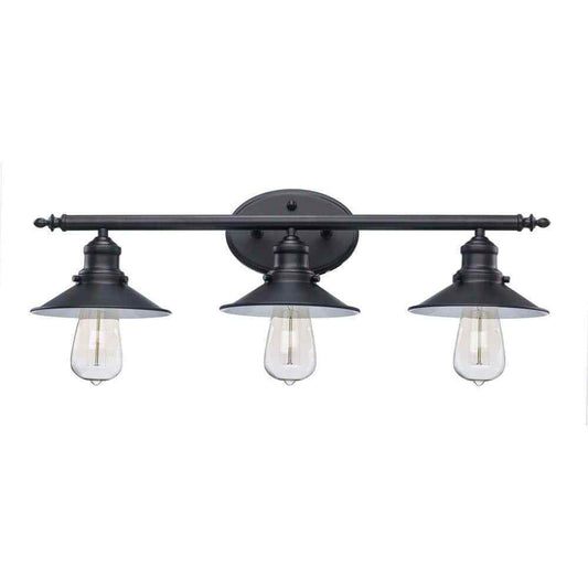 Hampton Bay Glenhurst 25 in. 3-Light Farmhouse Black Bathroom Vanity Light