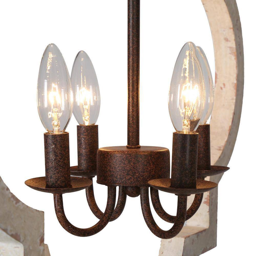 LNC Modern Chandelier 4-Light Distressed White Weathered Wood Adjustable Pendant