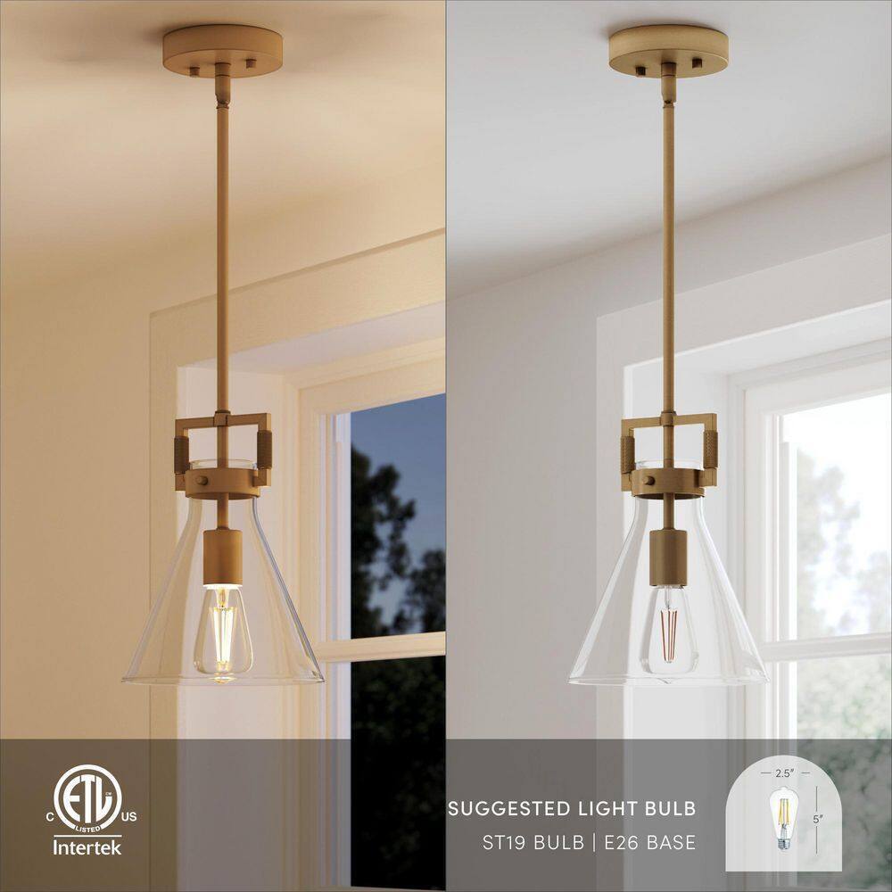 Nathan James Vincent Gold Modern Pendant Light Fixture w/ Adjustable Metal Stem