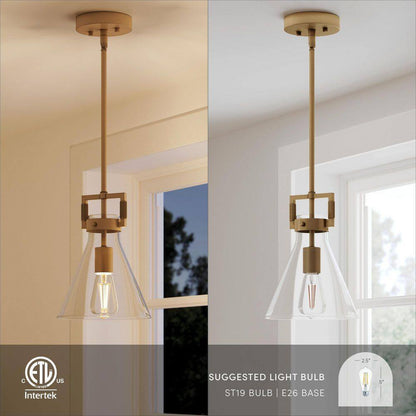 Nathan James Vincent Gold Modern Pendant Light Fixture w/ Adjustable Metal Stem