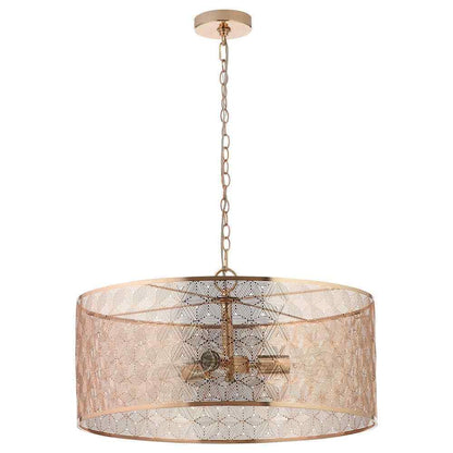 River of Goods Juliet 3-Light Gold Metal Drum-Shade Hanging Chandelier 20299