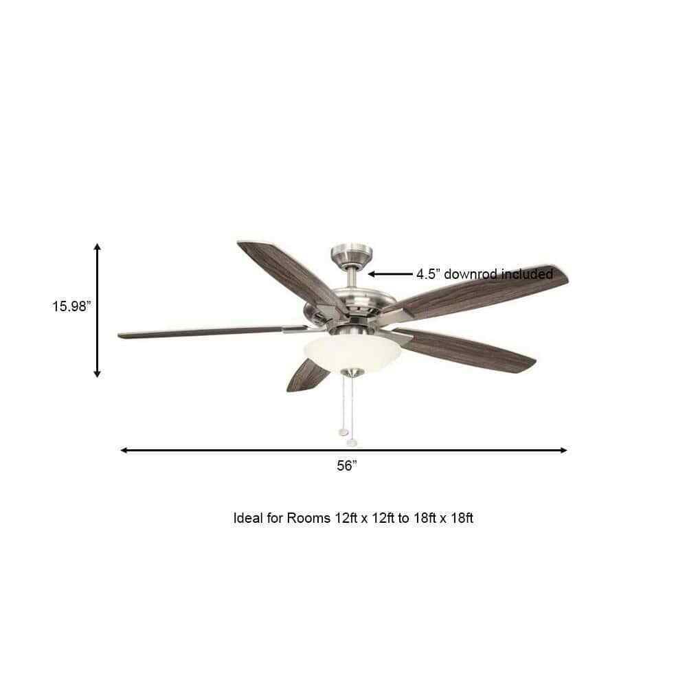 Hampton Bay Menage 56 in. LED Indoor Low Profile Brushed Nickel Ceiling Fan
