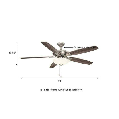 Hampton Bay Menage 56 in. LED Indoor Low Profile Brushed Nickel Ceiling Fan
