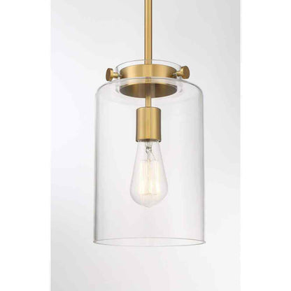 Hampton Bay Mullins 6.75 in. 1-Light Honey Gold Mini Pendant Hanging Light
