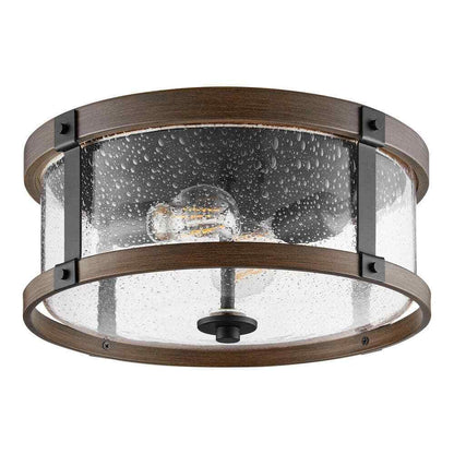 Hampton Bay Richland 2-Light Dark Bronze Flush Mount Clear Seedy Glass