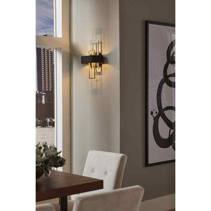 Progress Lighting Adagio Collection 2-Light Black and Gold Modern Wall Sconce