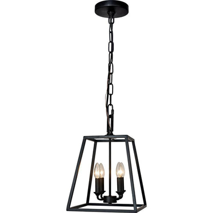 Hampton Bay Knightley 4-Light Caged Matte Black Pendant Island Hanging Light