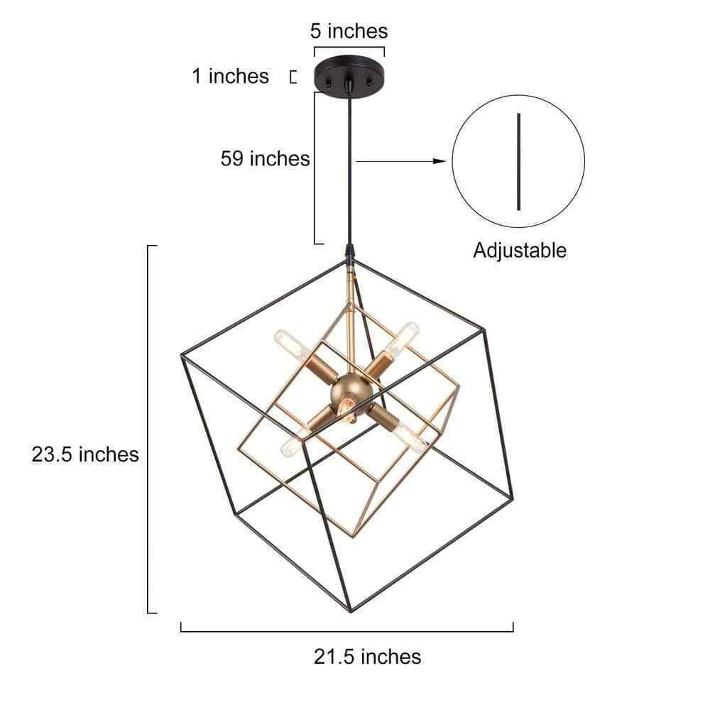 LNC Black Sputnik Candlestick Island Chandelier Linear Square Modern