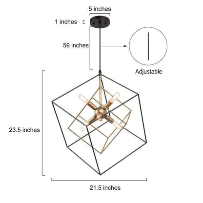 LNC Black Sputnik Candlestick Island Chandelier Linear Square Modern