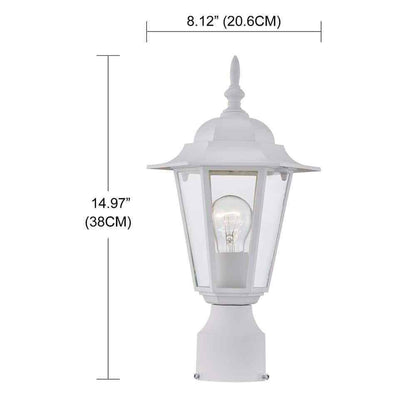 Pia Ricco 1-Light Textured White Outdoor Post Light with Clear Glass