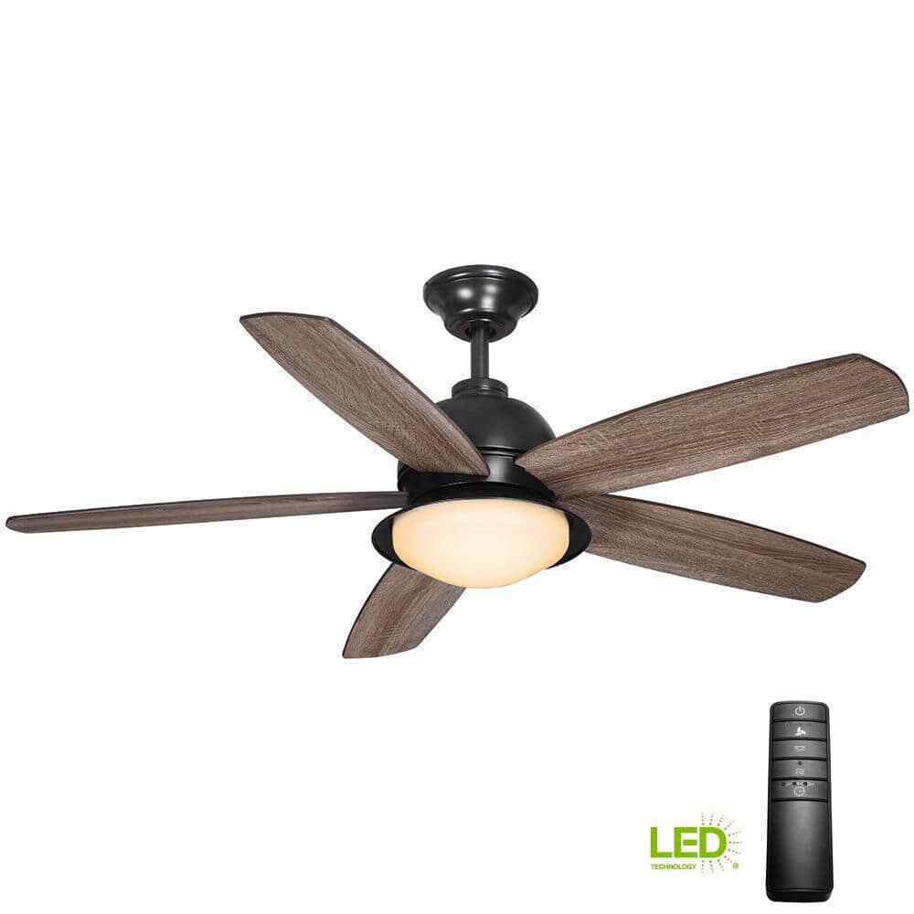 Home Decorators Ackerly 52" LED Iron Ceiling Fan w/ Light Kit and Remote Control