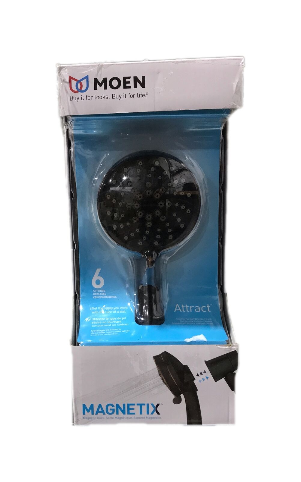 MOEN Attract w/ Magnetix 6-Spray 3.75 in. Single Wall Mount Shower Head Bronze