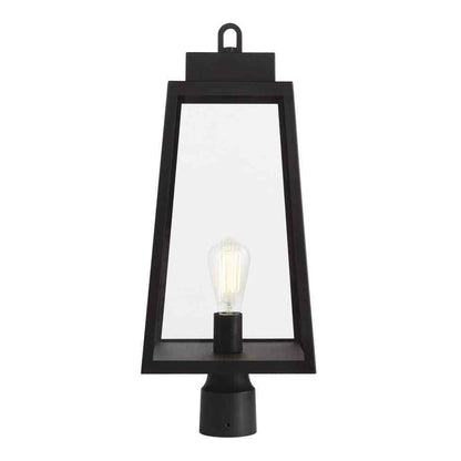 Hampton Bay Corbin Modern 1-Light Black Outdoor Tapered Post Lantern Light