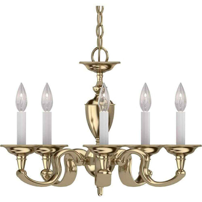 Volume Lighting 5-Lights Polished Solid Brass Chandelier V2425-0