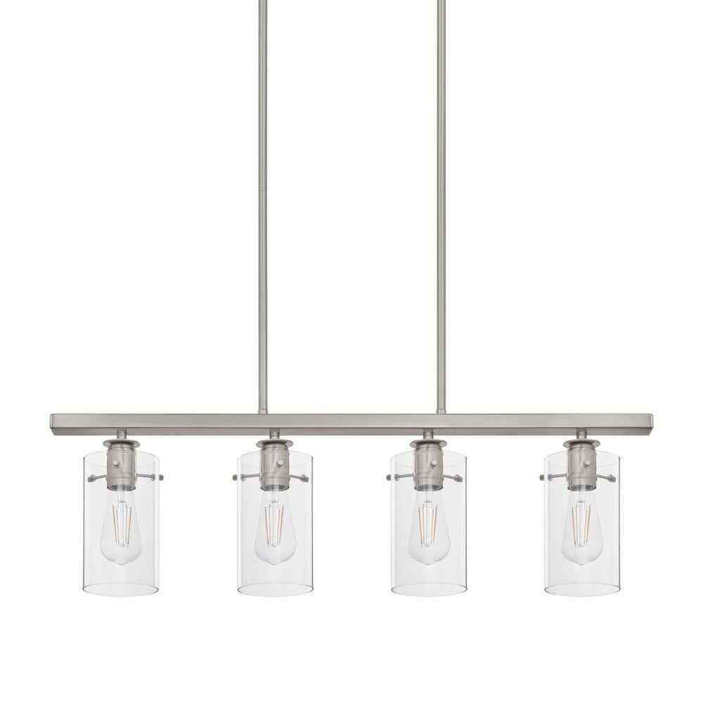 Hampton Bay Regan 4-Light Brushed Nickle w/ Clear Glass Shades Pendant Light