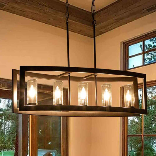 RRTYO Sylvette 5-Light Oil Rubbed Bronze Kitchen Curved Island Chandelier