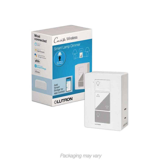 Lutron Caseta Smart Lighting Dimmer for Table Lamps 100W LED Bulbs PD-3PCL-WH
