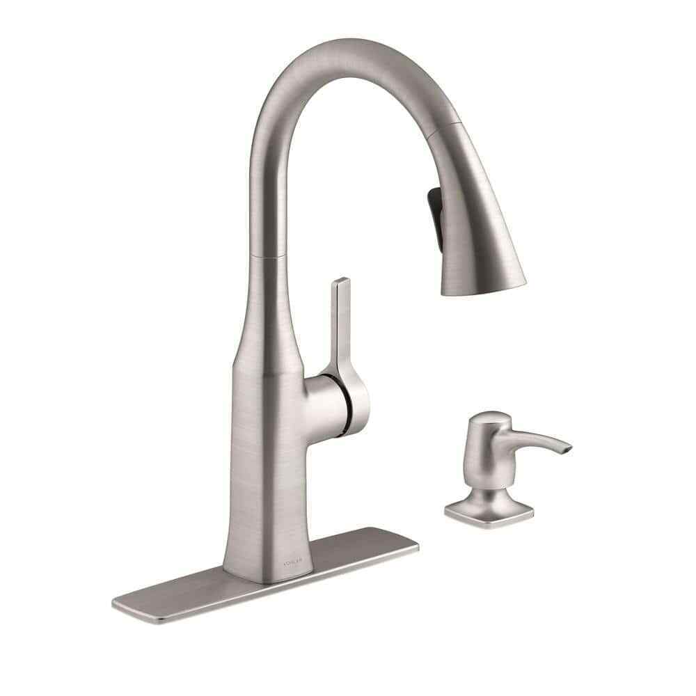 KOHLER Rubicon Single-Handle Pull-Down Sprayer Kitchen Faucet, Vibrant Stainless