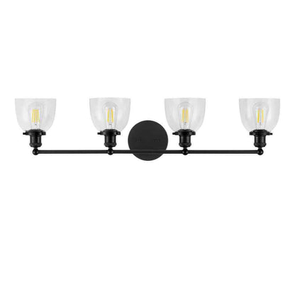 Home Decorators Evelyn 37.5 in. 4-Light Matte Black Modern Bathroom Vanity Light
