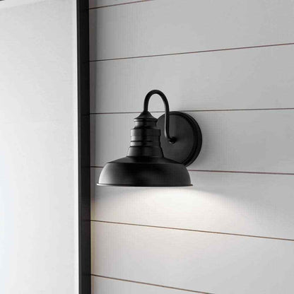 Hampton Bay Elmcroft 7.63 in. 1-Light Matte Black Wall Mount Light w/Metal Shade