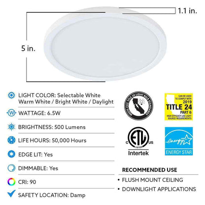 Feit Electric 5 in. 8-Watt Dimmable White Integrated LED Ceiling Flush Mount