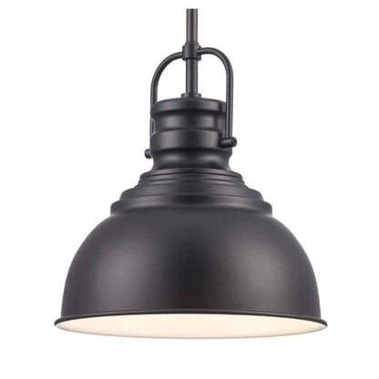 Home Decorators Shelston 10 in. 1-Light Black Pendant w/ Metal Shade