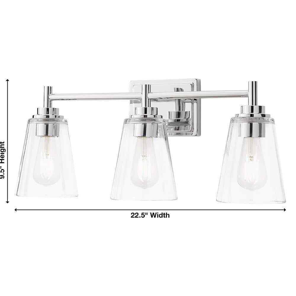 Hampton Bay Wakefield 22.5 in. 3-Light Chrome Vanity Light
